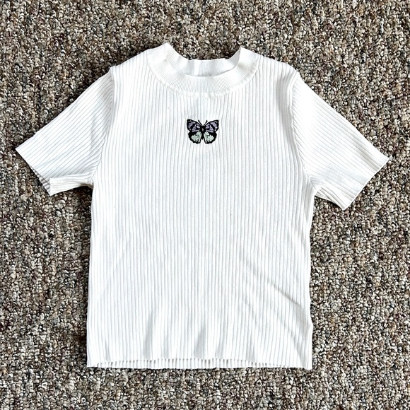 Divided Tops - White Butterfly Tee